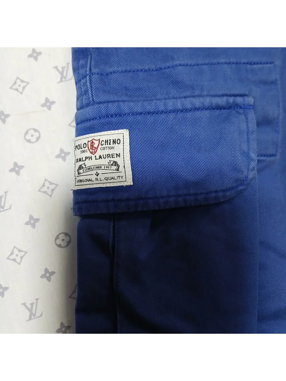 Polo Ralph Lauren Vintage Streetwear Cargo Shorts Blue Cotton Men's 14 Youth